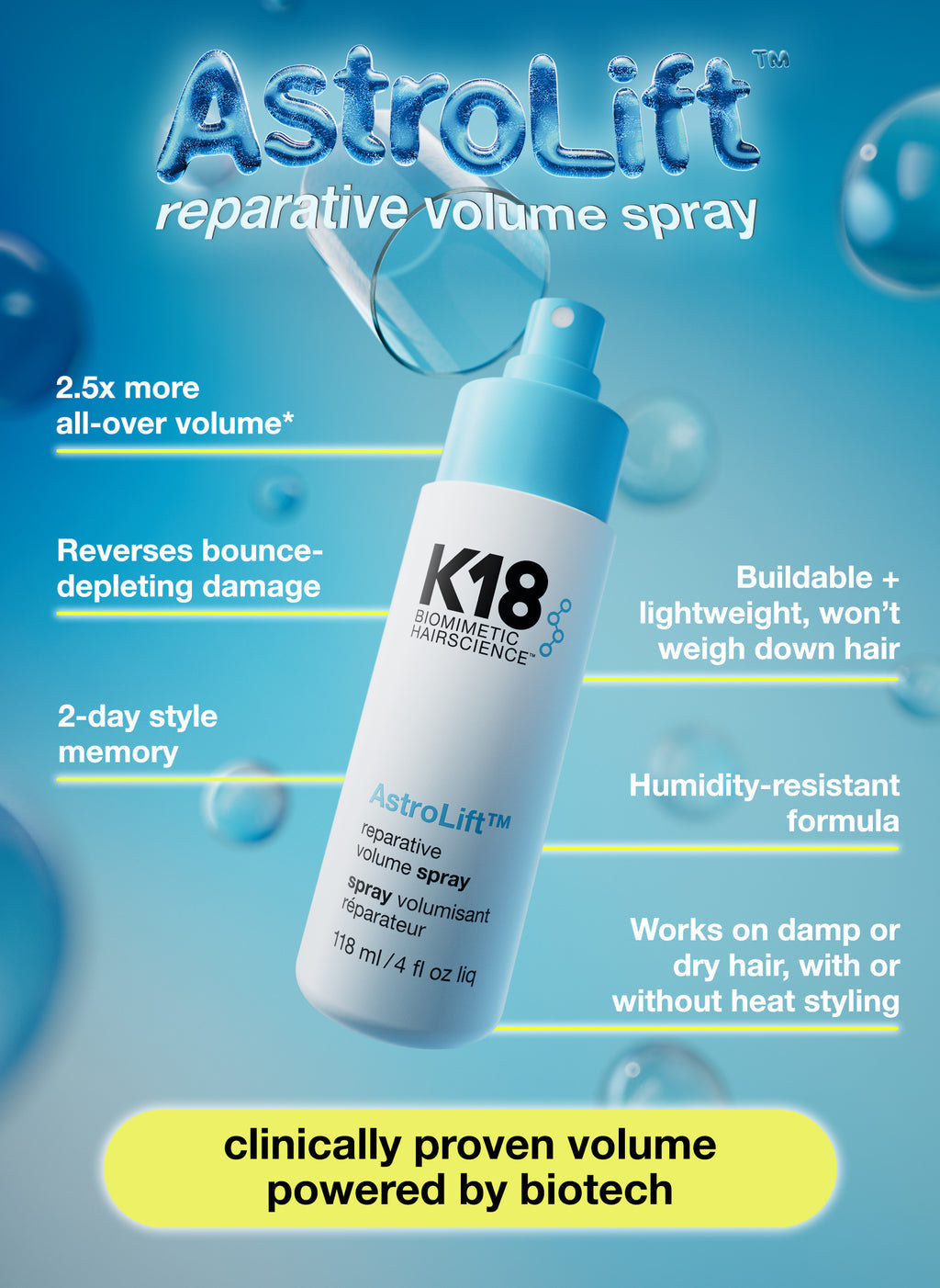 K18 AstroLift Reparative Volume Spray 4 oz