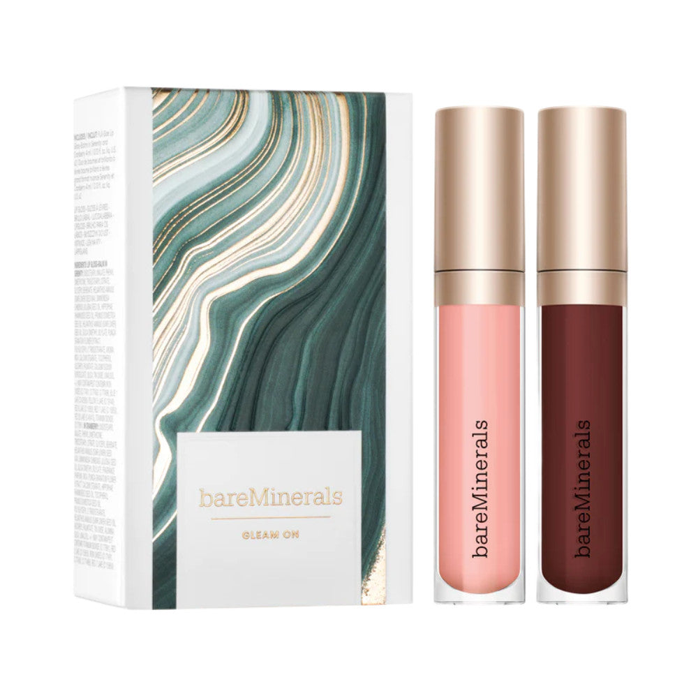 Bare Minerals Gleam On Full Size Lip Gloss-balm Duo- Holiday 25