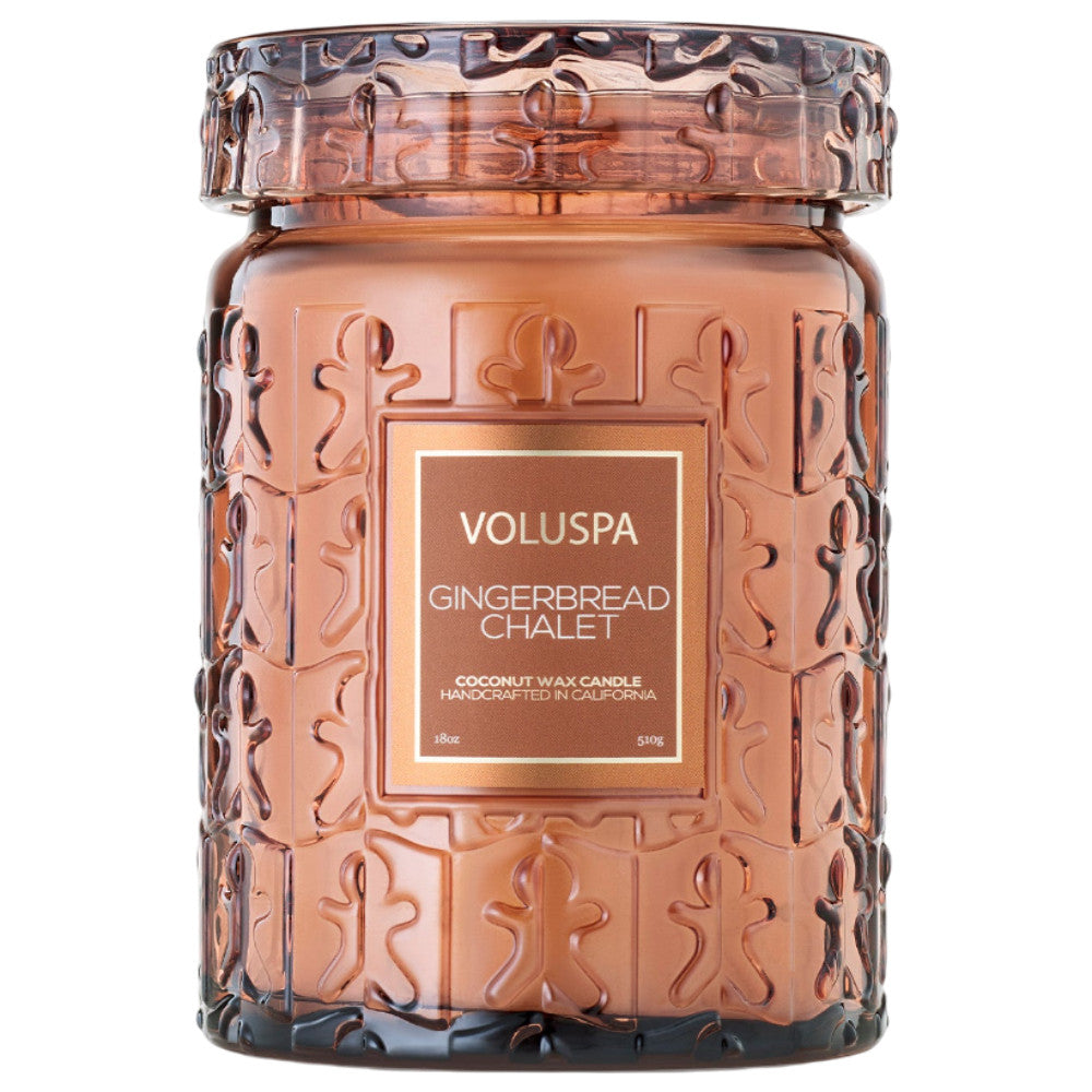 Voluspa Large Glass Candle 18 oz- Gingerbread Chalet