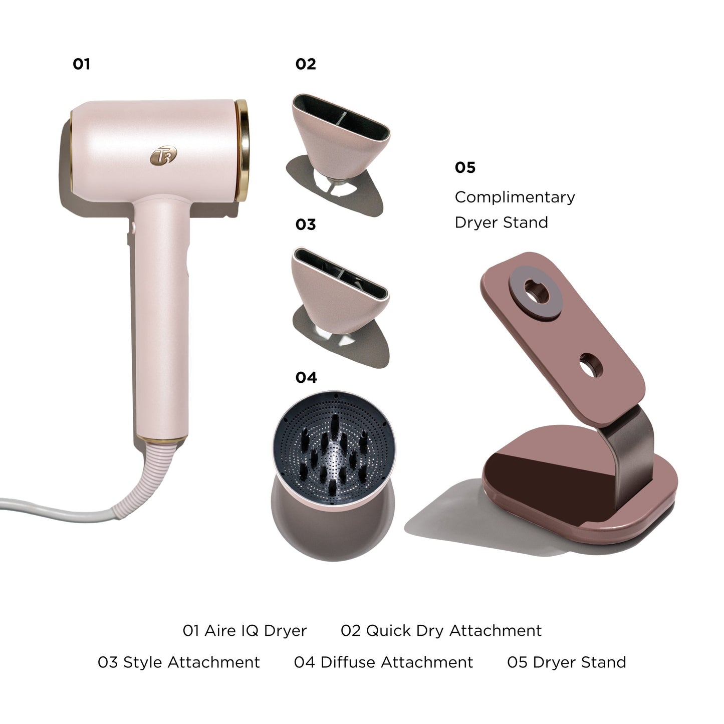 T3 Aire iQ Smart Intelligent Hair Dryer- Satin Blush
