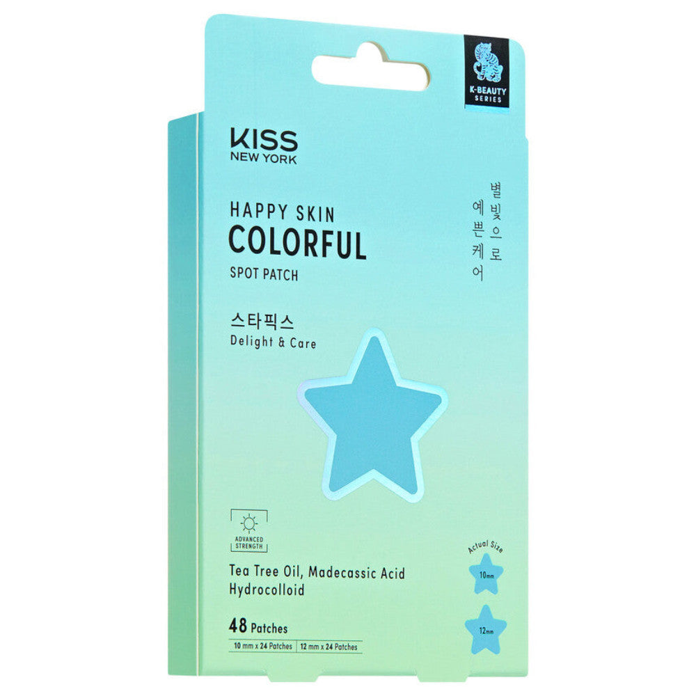 Kiss Happy Skin Colorful Spot Patch- Blue Star Hydrocolloid Pimple Patches with Tea Tree Oil and Madecassic Acid