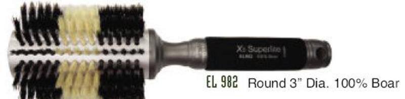 X5 #982 TOURMALINE AND IONIC CERAMIC ROUND BRUSH 100% BOAR 3 INCHHair BrushesX5