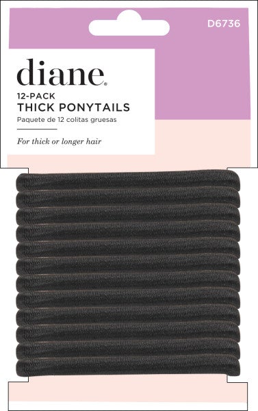 Diane Thick Ponytails Black 12 PackDIANE