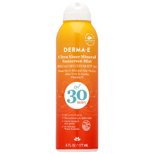 Derma E Ultra Sheer Mineral Body Sunscreen Mist SPF 30 6 oz