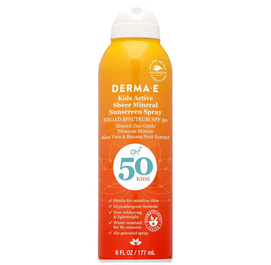 Derma E Kids Active Sheer Mineral Sunscreen Spray SPF50 6 oz