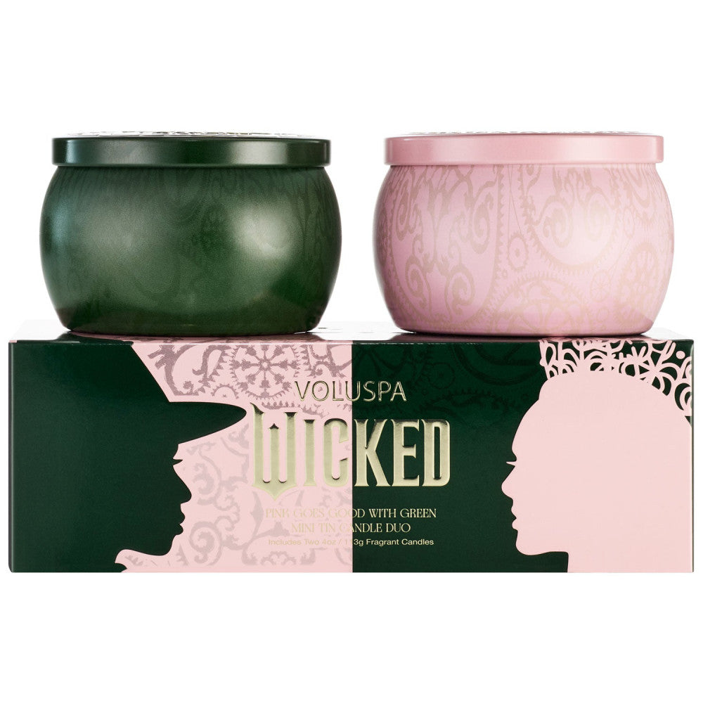 Voluspa Pink Goes Good with Green Mini Tin Candle Set-Wicked Collection