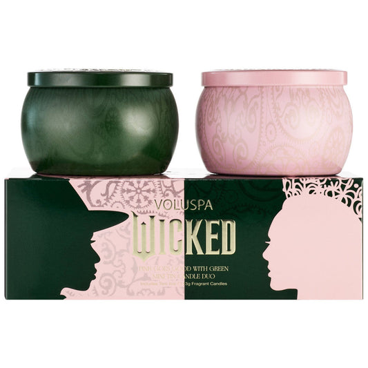 Voluspa Pink Goes Good with Green Mini Tin Candle Set-Wicked Collection