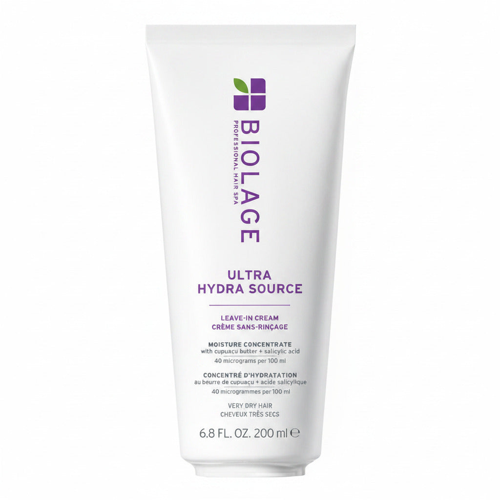 Biolage Ultra Hydra Source leave-in cream tube on a white background