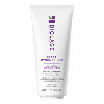 Biolage Ultra Hydra Source leave-in cream tube on a white background