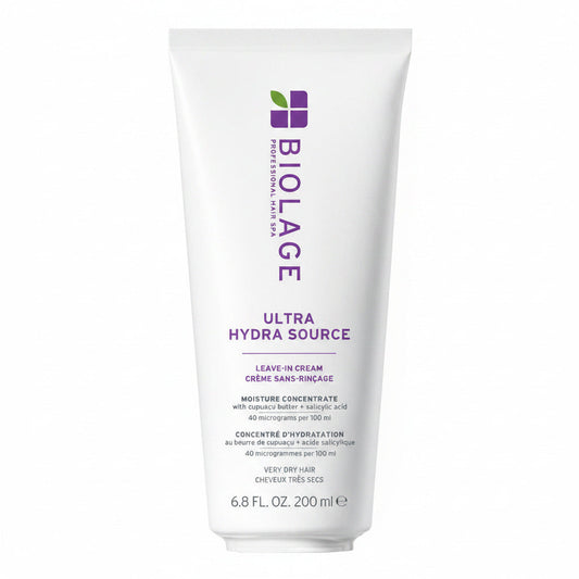 Biolage Ultra Hydra Source leave-in cream tube on a white background