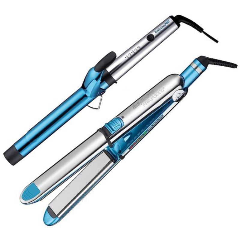 Babyliss Pro Nano Titanium Prima 3000 Straightener + XL curling Wand ComboFlat IronBABYLISS PRO