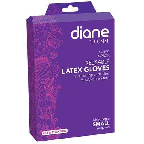 Diane Reusable Black Latex Gloves-Small 4pkHair Color AccessoriesDIANE