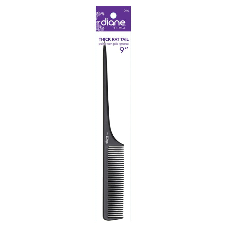 Diane Thick Rat Tail Comb-Black 9.25 inDIANE