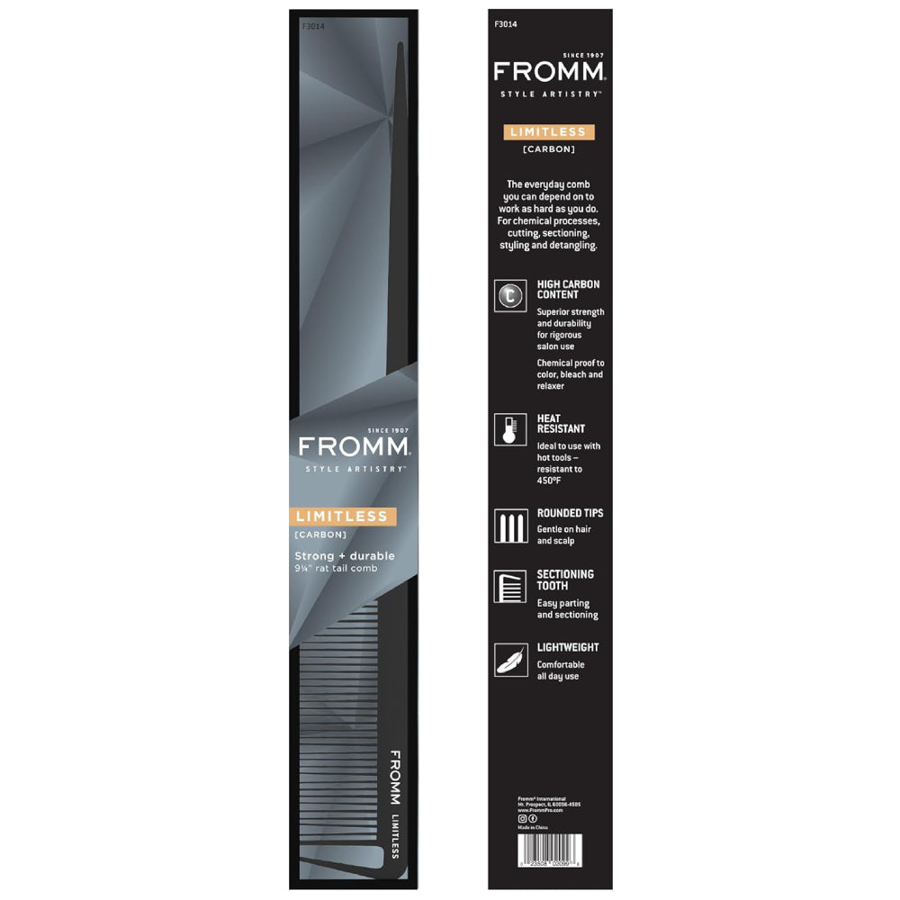 Fromm 9.25 Inch Carbon Rat Tail Comb