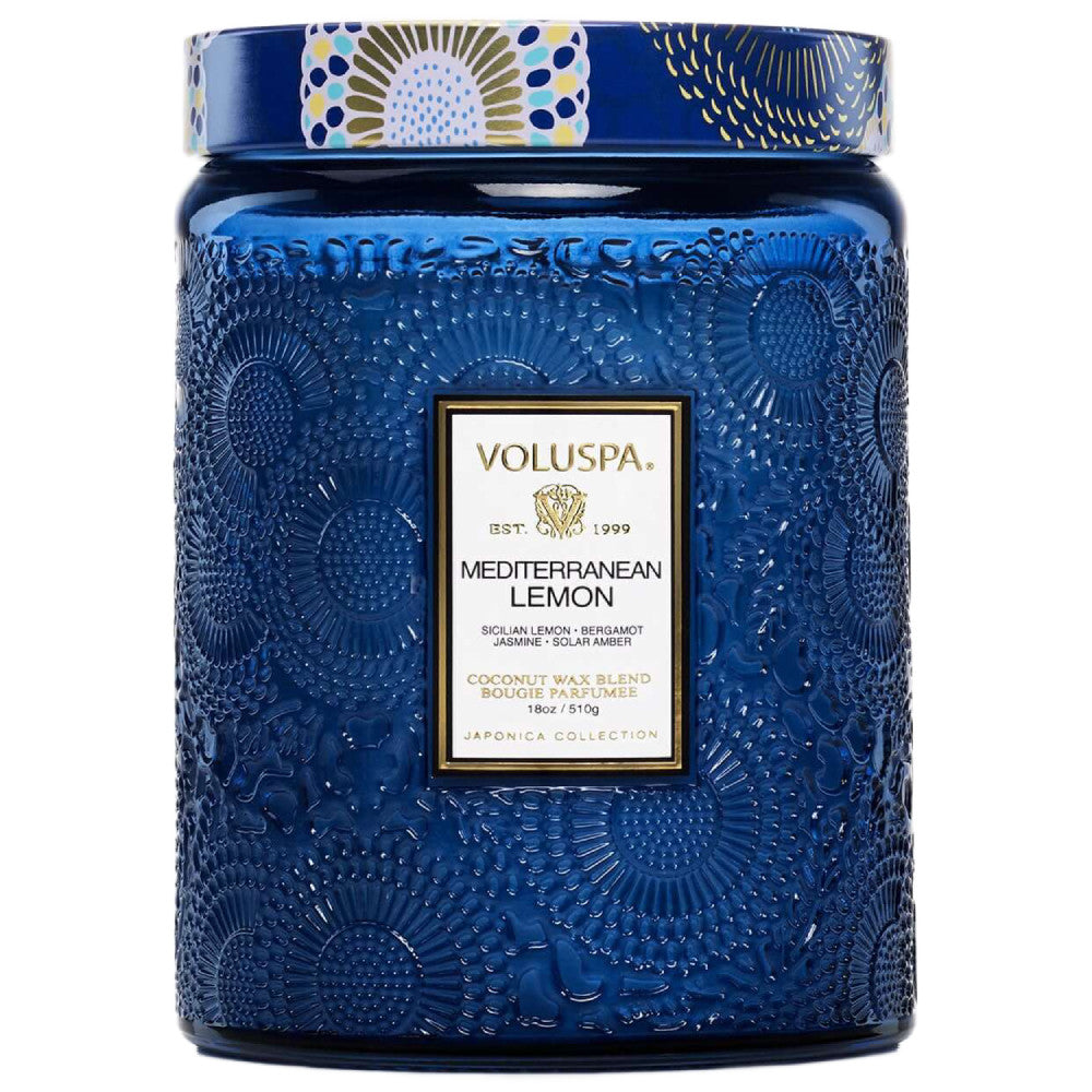 Voluspa Large Glass Candle 18 oz- Mediterranean Lemon