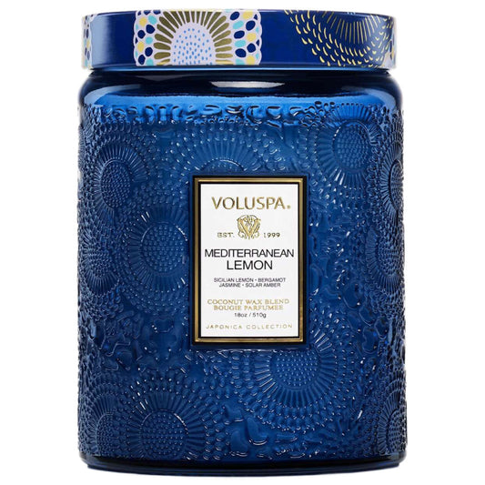 Voluspa Large Glass Candle 18 oz- Mediterranean Lemon