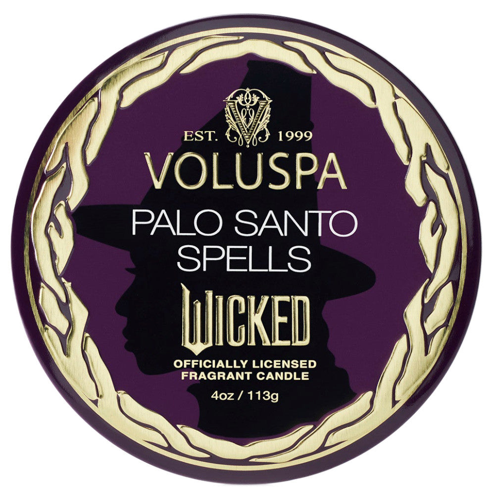 Voluspa Wicked Act 2 Mini Tin Candle- Palo Santo Spells