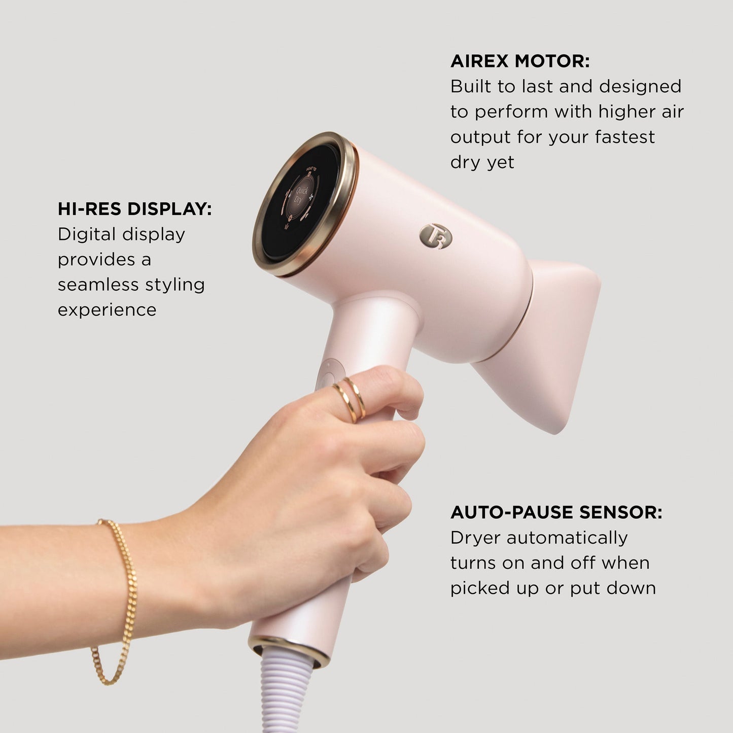 T3 Aire IQ Smart Intelligent Hair Dryer- White
