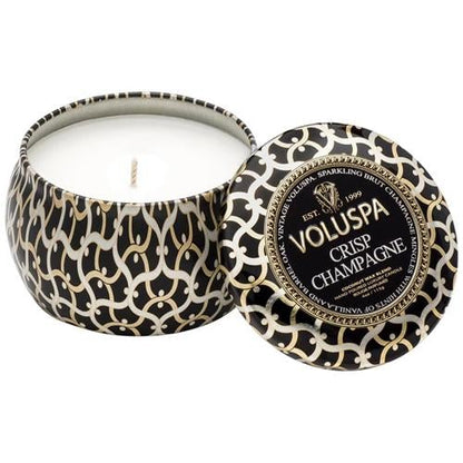 Voluspa Vermeil Mini Decorative Tin Candle 4 ozCandlesVOLUSPAFragrance: Crisp Champagne