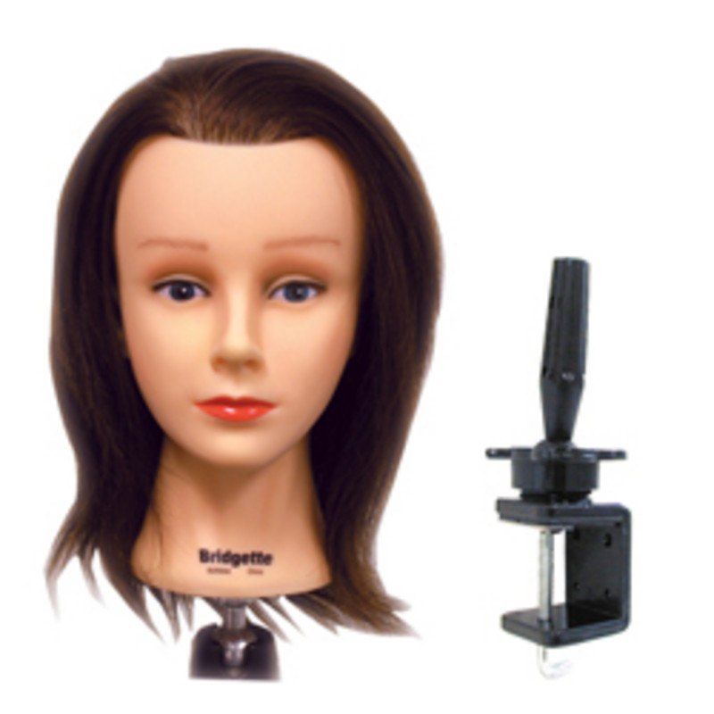 CELEBRITY HAIR MANIKINS BRIDGETTE MANIKIN WITH HOLDER 100% HUMAN HAIRCELEBRITY HAIR MANIKINS