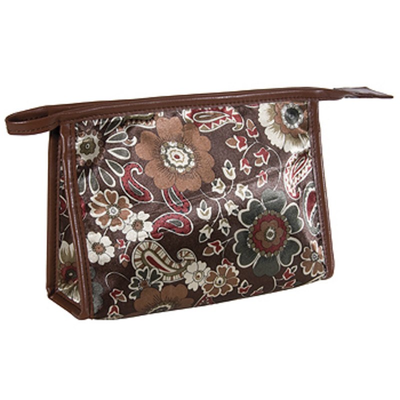 HARRY KOENIG BROWN FLORAL SQUARE COSMETIC BAGCosmetic AccessoriesHARRY KOENIG