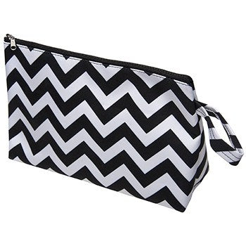 KINGSLEY BLACK/WHITE CHEVRON COSMETIC BAGCosmetic AccessoriesKINGSLEY