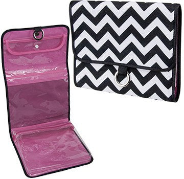 KINGSLEY BLACK/WHITE CHEVRON HANGING BAGCosmetic AccessoriesKINGSLEY