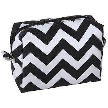 KINGSLEY BLACK/WHITE CHEVRON SMALL COSMETIC BAGCosmetic AccessoriesKINGSLEY