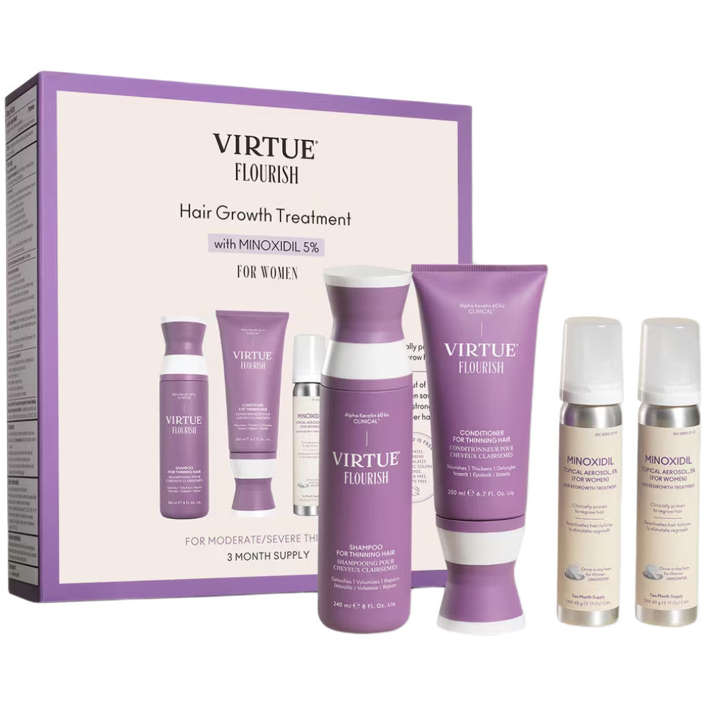 Virtue Flourish Hair Growth Treatment Set w/Minoxidil Foam 30-Day