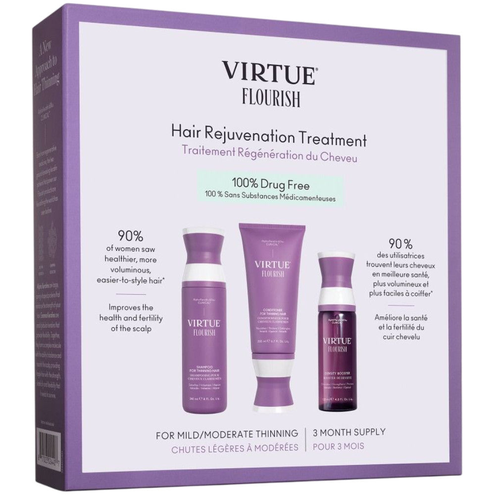 Virtue Flourish hair Rejuvenation Treatment Set for Thinning Hair 90-Day