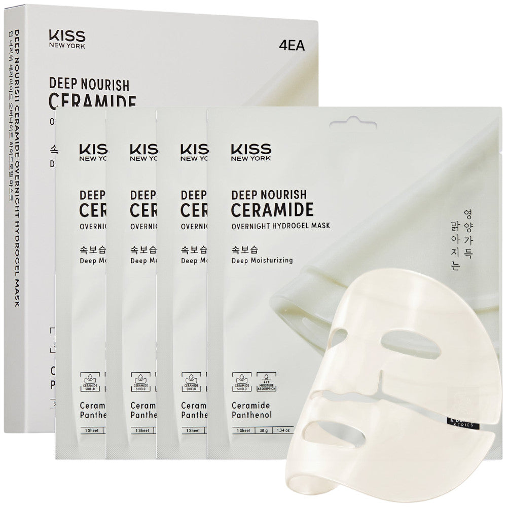 Kiss K-Beauty Series Deep Nourish Ceramide Overnight Hydrogel Mask(4 Sheets)- Moisture and Barrier Support