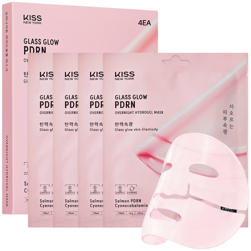 Kiss K-Beauty Series Glass Glow PDRN Overnight Hydrogel Mask(4 Sheets)- Skin Barrier and Elasticity