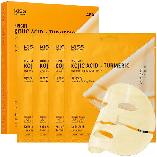 Kiss K-Beauty Series Kojic Acid + Turmeric Overnight Hydrogel Mask(4 Sheets)- Even Tone and Radiance
