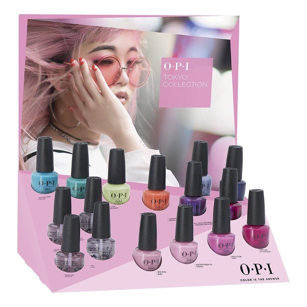 OPI Tokyo Collection Nail PolishNail PolishOPIColor: T80 Rice Rice Baby, T81 Another Ramen-Tic Evening, T82 Arigato from Tokyo, T83 Hurry-Juku Get This Color, T84 All Your Dreams In Vending Machines, T85 Samurai Breaks A Nail, T86 How Does Your Zen Garden