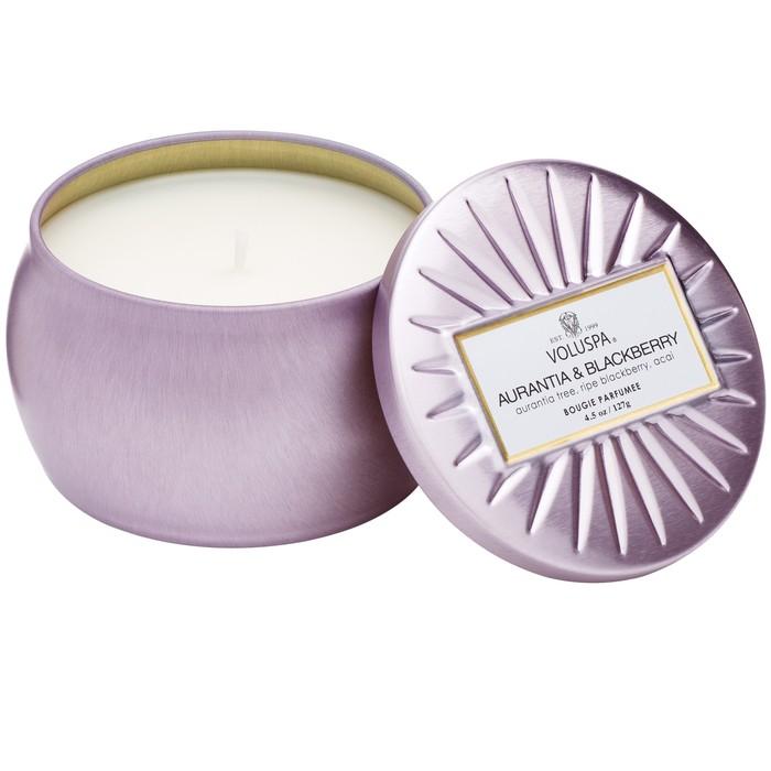 Voluspa Vermeil Mini Decorative Tin Candle 4 ozCandlesVOLUSPAFragrance: Aurantia & Blackberry