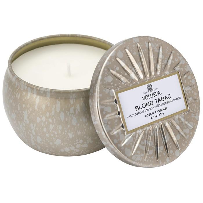 Voluspa Vermeil Mini Decorative Tin Candle 4 ozCandlesVOLUSPAFragrance: Blond Tabac